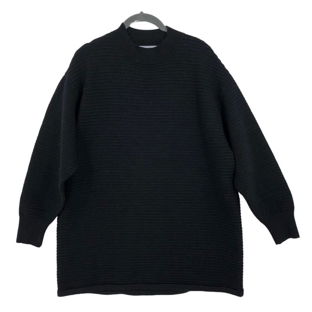 Mango Sweater Women's Small Black Mock Neck Long Sleeve Knit Relaxed Oversized